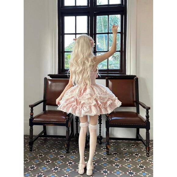 Kawaii Lolita Princess Dress Girls Summer Sleeveless Cute Bow Elegant - Picture 5 of 5